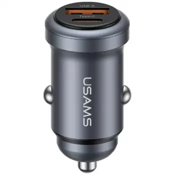 USAMS Automobilinis įkroviklis 30W USB-A USB-C CC322