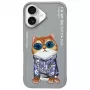 Nimmy Dėklas, skirtas iPhone 16 6.1 inch pilkas Glasses Cool Cat