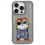 Nimmy apsauginis dėklas, skirtas Apple iPhone 16 Pro 6,3 inch pilkas Glasses Cool Cat
