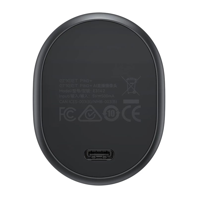 EMEET Piko internetinė kamera 4K UHD su automatiniu fokusavimu, dvigubu mikrofonu, privatumo užsklanda, USB-C, juoda