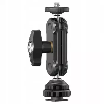 Ulanzi R098 Magic Arm dviguba rutulinė galvutė, artikuliuojama rankena su 1/4 inch sriegiu ir Cold Shoe laikikliu, juoda