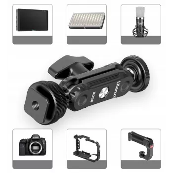 Ulanzi R098 Magic Arm dviguba rutulinė galvutė, artikuliuojama rankena su 1/4 inch sriegiu ir Cold Shoe laikikliu, juoda