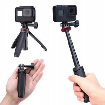 ULANZI MT-09 Mini trikojis, monopodas, rankena GoPro SJCAM Xiaomi DJI Osmo Action juoda