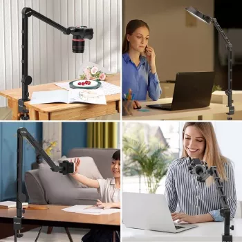 Ulanzi LS25 stalo C formos spaustuvas kamerai, mikrofonui, LED šviesai, juodas