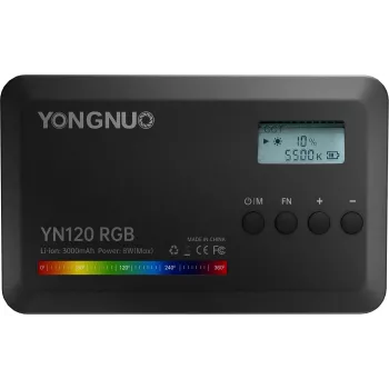 Yongnuo YN120 RGB LED vaizdo šviesa, dviejų spalvų 2500K-9900K, 12W, įmontuota baterija, USB-C