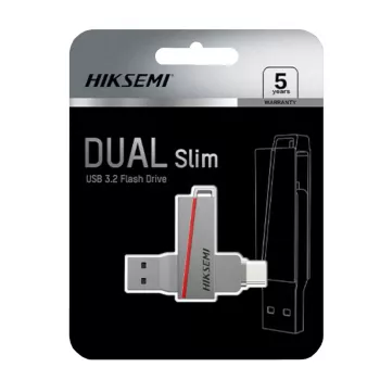 HIKSEMI CLE USB 64 GB E307C U3 Dual USB 3.2 ir USB Type-C pilka