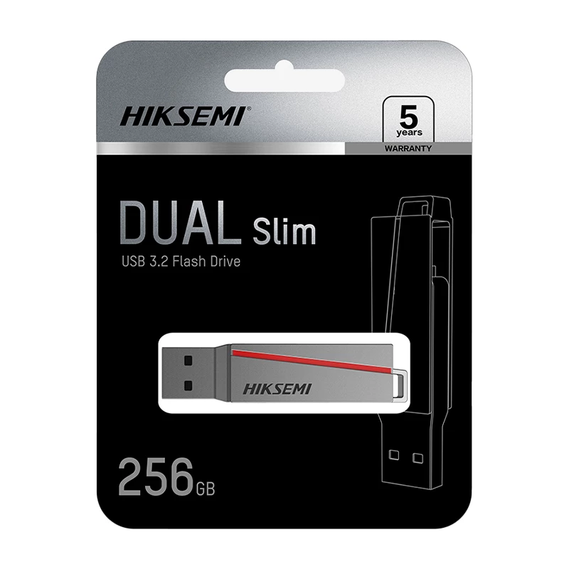 HIKSEMI CLE USB 256 GB E307C U3 Dual USB 3.2 & USB Type-C Flash Drive pilka