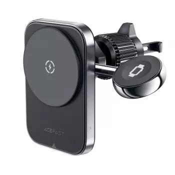 Acefast D18 automobilinis laikiklis su MagSafe / Qi belaidžiu įkrovikliu + USB-A į USB-C kabeliu - juoda