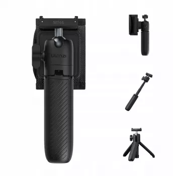 ULANZI MT66 3-in-1 Mini Tripod Selfie Stick Backpack Clip, skirtas DJI Osmo Action 5 Pro 4 3, GoPro, Insta360 - Juoda