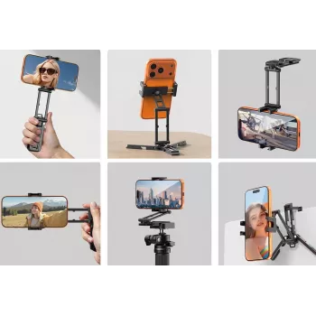 ULANZI SK29 Magic Arm Phone Tripod Mount su Arca-Swiss greito atleidimo plokšte, 1/4 colio sriegiu, Cold Shoe, juoda