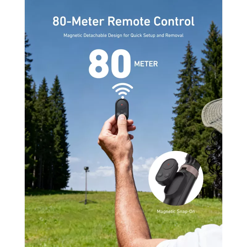 TELESIN Selfie Stick Tripod su Bluetooth nuotolinio valdymo pulteliu 80 m, skirtas GoPro Hero 13 12 11 10 9 Max Max2