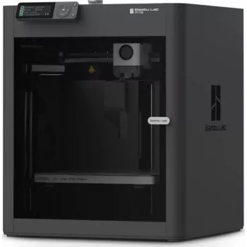 Bambu Lab P1S 3D spausdintuvas – visiškai uždaras CoreXY FDM spausdintuvas su 256x256x256 mm darbo tūriu, 500 mm/s maksimaliu greičiu, automatiniu stalo niveliavimu, Wi-Fi ryšiu, juodas