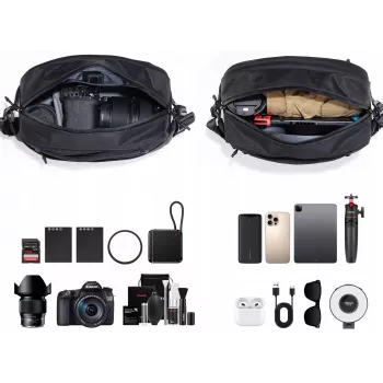Ulanzi PB038 Travel Sling Bag V2 - Juoda, 7L, Atspari vandeniui