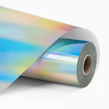 LOKLiK Nuolatinė lipni holografinė vinilo plėvelė - Iridescent Silver - 30,5 x 90 cm