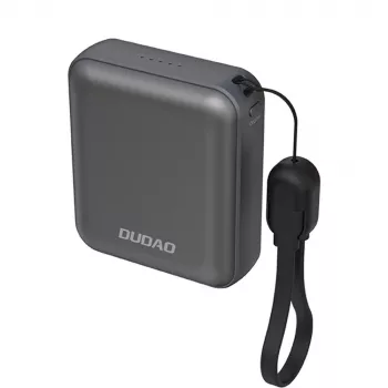 Dudao K22+ Ultra-Compact Power Bank 10000mAh 22.5W USB-C su dirželiu/kabeliu - Pilka