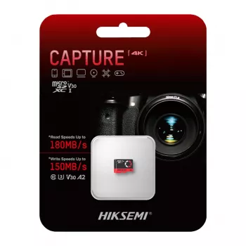 HIKSEMI M-SD Series Capture 128GB microSDXC TLC UHS-I U3 V30 A2 atminties kortelė, 180MB/s skaitymas, 150MB/s rašymas