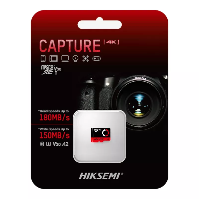 HIKSEMI Capture Series 512GB MicroSDXC atminties kortelė UHS-I U3 V30 A2 180MB/s skaitymas 150MB/s rašymas TLC