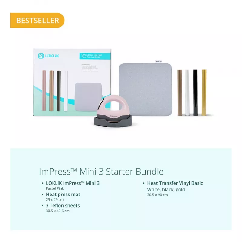 LOKLIK ImPress Mini 3 šiluminis presas - pastelinė rožinė