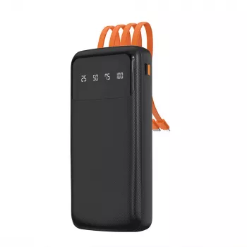 Dudao K6Pro Universal Power Bank 10000mAh su USB, USB-C, Lightning kabeliu, juoda (K6Pro-black)
