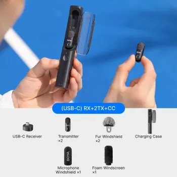 BOYA MAGIC-05 Belaidis mikrofonas 2.4GHz USB-C - Juodas