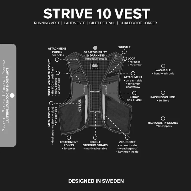 Silva Strive 10 Running Vest - Juoda, L dydis