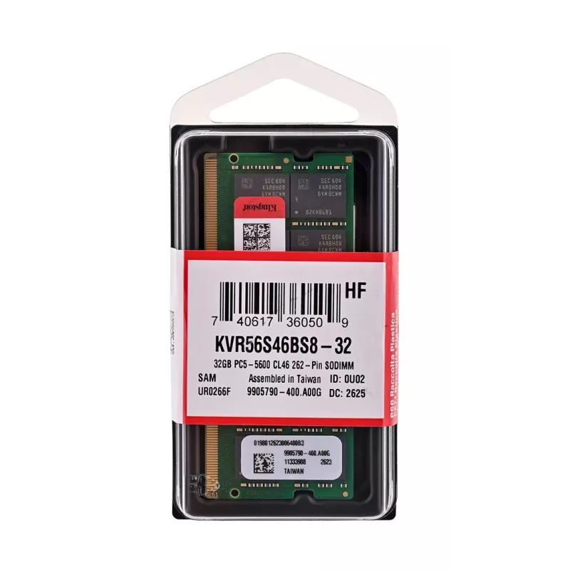 Kingston Technology KVR56S46BS8-32 32 GB DDR5 5600 MT/s SO-DIMM atminties modulis
