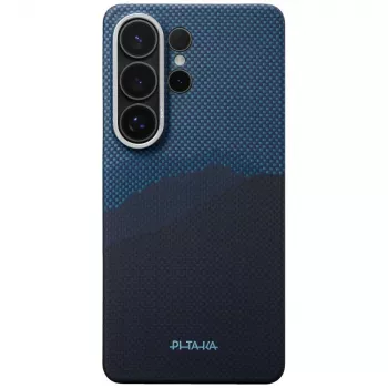 PITAKA Edge Case MagSafe, skirtas „Samsung Galaxy S26 Ultra“ – „Over the Horizon“ (juoda/pilka)