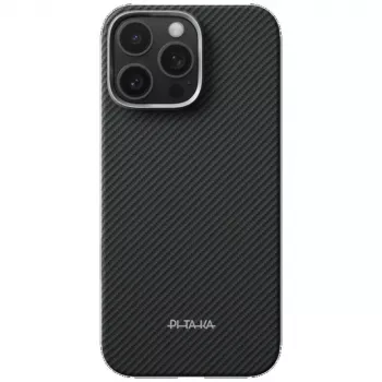 PITAKA Ultra-Slim PitaTap MagSafe Case, skirtas iPhone 16 Pro Max, juoda/pilka