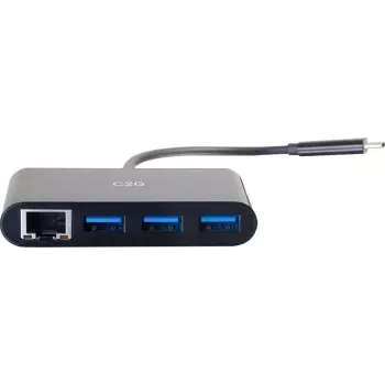 C2G USB-C Hub with Ethernet - 3-Port USB Hub - 3 x SuperSpeed USB 3.0 + 1 x USB-C + 1 x Gigabit Ethernet - Desktop - Juoda