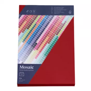 Artoz Papier Mosaic vokai DIN C6 be langelio ugnies raudoni lipnūs 20 vnt.