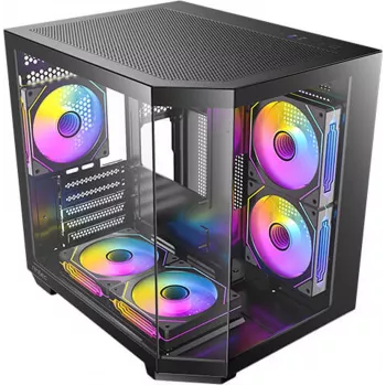 Antec CX M2 ARGB B Micro-ATX bokštinis korpusas, juodas, grūdintas stiklas, 5x120mm ARGB ventiliatoriai