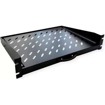 VALUE 19 colių 1U ištraukiama lentyna, 450 mm naudingas gylis, 20 kg apkrova, juoda
