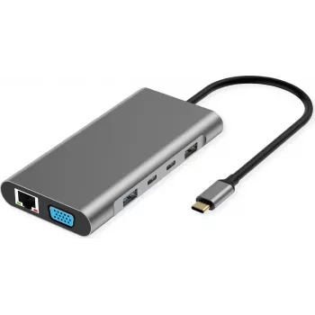 VALUE USB-C Docking Station 10-in-1 4K60 2xHDMI 1xDP/VGA/GbE USB-C 2x PD - Digital/Data