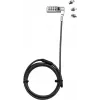 DICOTA Universal Security Cable Lock su 3 keičiamomis galvutėmis, kombinacinis užraktas, 2 m kabelis, juoda