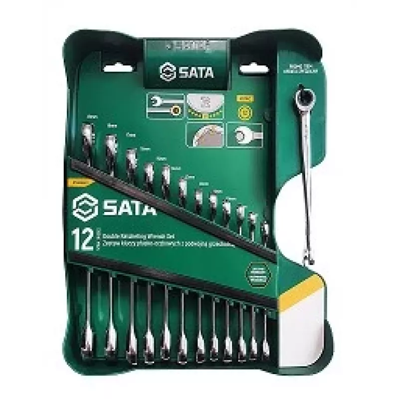 SATA 13 dalių dvigubo reketo kombinuotų raktų rinkinys su X-Beam dizainu, metrinis, 8-21 mm, chromo vanadžio plienas, liejimo formos dėklas