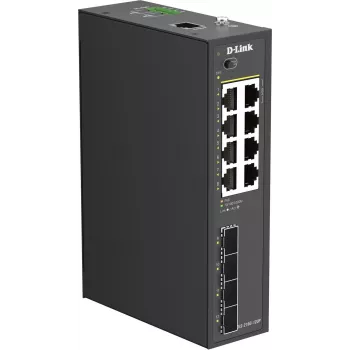 D-Link DIS-210G-12UP pramoninis išmanusis valdomas jungiklis, 12 Gigabit prievadų, 8 PoE+, 240W, DIN bėgelis/sieninis montavimas