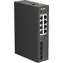 D-Link DIS-210G-12UP pramoninis išmanusis valdomas jungiklis, 12 Gigabit prievadų, 8 PoE+, 240W, DIN bėgelis/sieninis montavimas