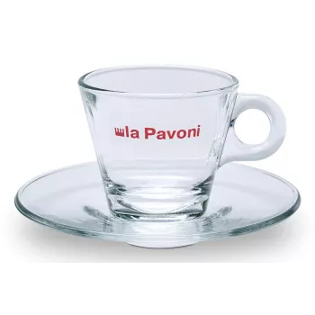La Pavoni 6 stiklinių espreso puodelių su lėkštutėmis