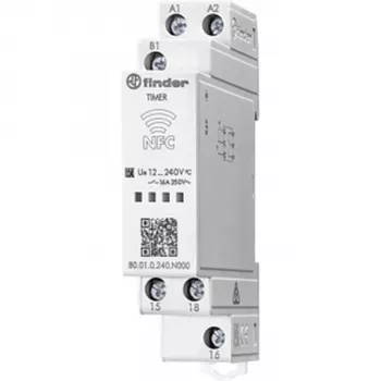 Finder 80.01.0.240.N000 Multifunkcinis laiko relė, 240 V AC/DC, 2 s - 24 h, 1 CO, varžtiniai gnybtai, 17,5 mm