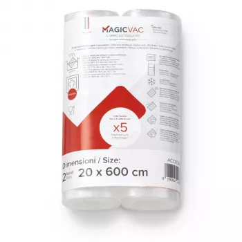 MagicVac 2 vakuuminio sandarinimo plėvelės ritiniai 20 cm x 6 m (2 ritiniai) - be BPA, maistinė, daugkartinio naudojimo