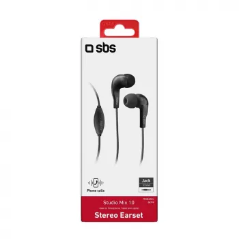SBS TEINEARKL Ausinės su mikrofonu – Juodos – Laidinės – 1,2 m laidas – 3,5 mm lizdas – Skambučiams ir muzikai