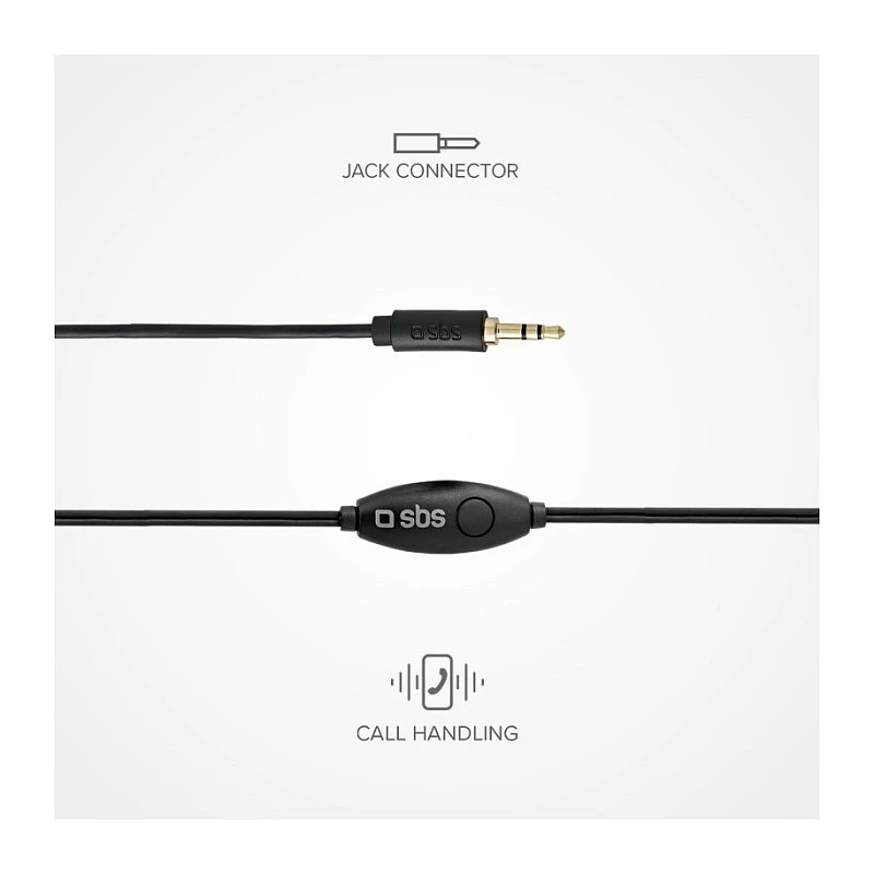 SBS TEINEARKL Ausinės su mikrofonu – Juodos – Laidinės – 1,2 m laidas – 3,5 mm lizdas – Skambučiams ir muzikai