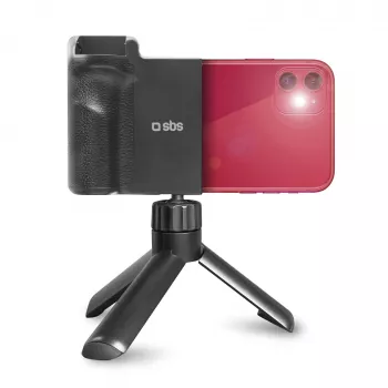 SBS Wireless Reflex Set BT išmaniojo telefono vlogų rinkinys su mini trikoju, Bluetooth nuotolinio valdymo pulteliu ir LED žiedine šviesa, juoda