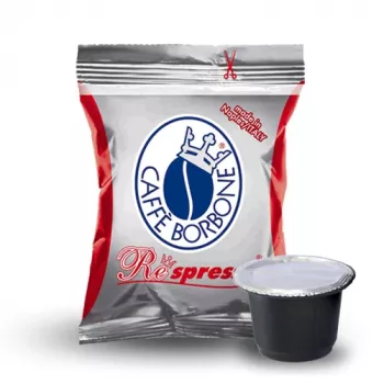 Caffè Borbone Respresso Miscela Rossa 50 kavos kapsulių, skirtų Nespresso OriginalLine, po 5 g, tamsus skrudinimas, iš viso 250 g