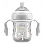 CHICCO Transition Cup mokomasis puodelis su minkštu snapeliu 4m+ pilka 200ml