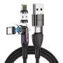 STATIK 360Pro Pintas Sukamasis 3 Magnetiniai Antgaliai 6-in-1 Laidas Juodas 2m