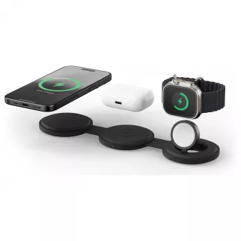 Satechi OntheGo 3-in-1 belaidis įkroviklis su Qi2, juodas, 15W, ST-QTG31K