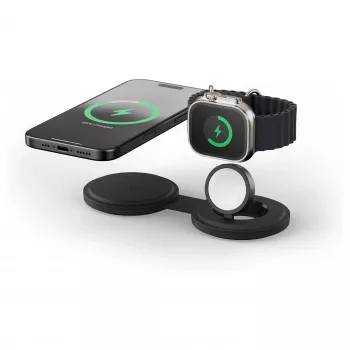Satechi OntheGo 2-in-1 belaidis įkroviklis su Qi2, juodas, 15W, ST-QTG21K