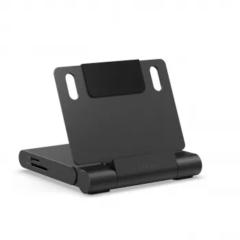 Satechi On-the-Go Foldable Stand Hub - USB-C 100W PD, USB-C 10 Gbps, USB-A 10 Gbps, micro/SD kortelių skaitytuvas 312 MB/s, 3,5 mm lizdas, 4K HDMI (Space Gray)