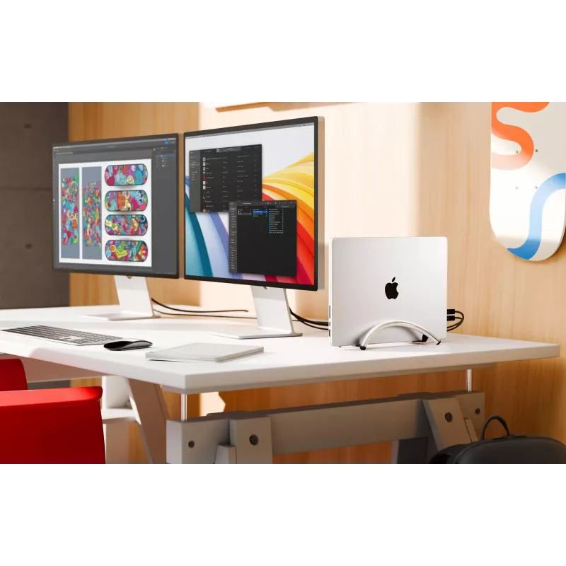 Twelve South BookArc Flex vertikalus nešiojamojo kompiuterio stovas, skirtas MacBook - chromuotas